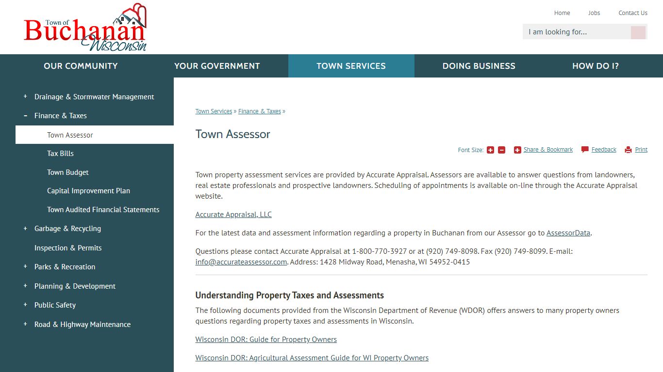 Town Assessor | Buchanan, WI